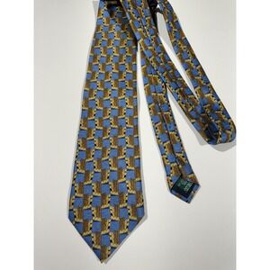 Bolgheri Italy mens Vintage silk tie‎ yellow gold blue